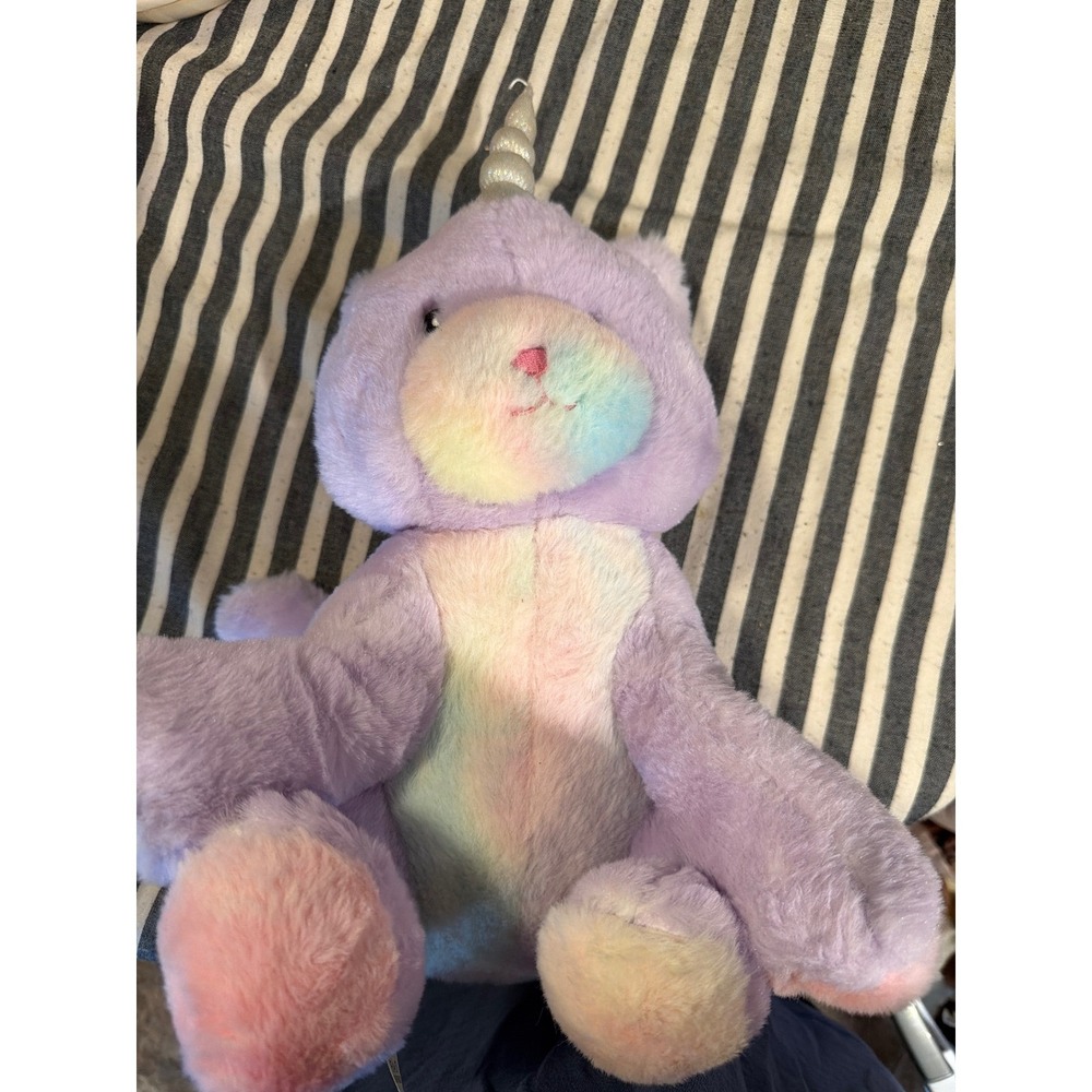 FAO Schwarz Caticorn Plush Purple Rainbow Cat Unicorn Stuffed Animal Silver Horn